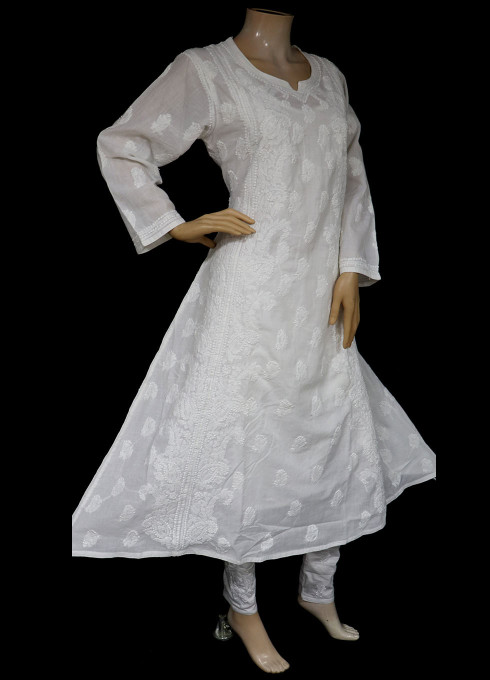 white chikan suit latest design