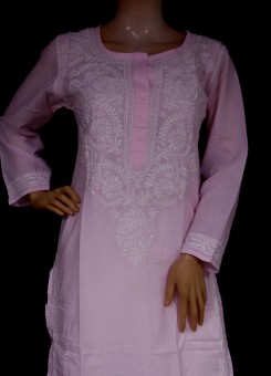 ISHIEQA's Pink Cotton Chikankari Kurti - RR0401D
