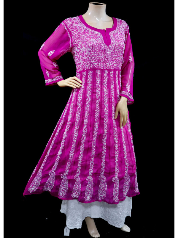 ISHIEQA's Pink Georgette Anarkali Kurti - AN0504D