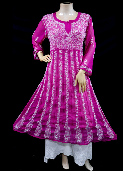 ISHIEQA's Pink Georgette Anarkali Kurti - AN0504D