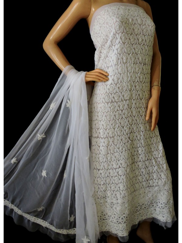 Pure Georgette Chikankai Gota Salwar Suit In Brown|Authentic Chikankari  Dress Material|Jhakhas