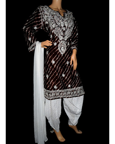 ISHIEQA's Brown Cotton Chikankari Kurti  - SF0401B