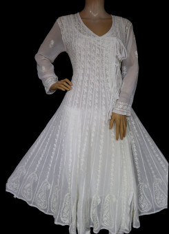 white angrakha frock